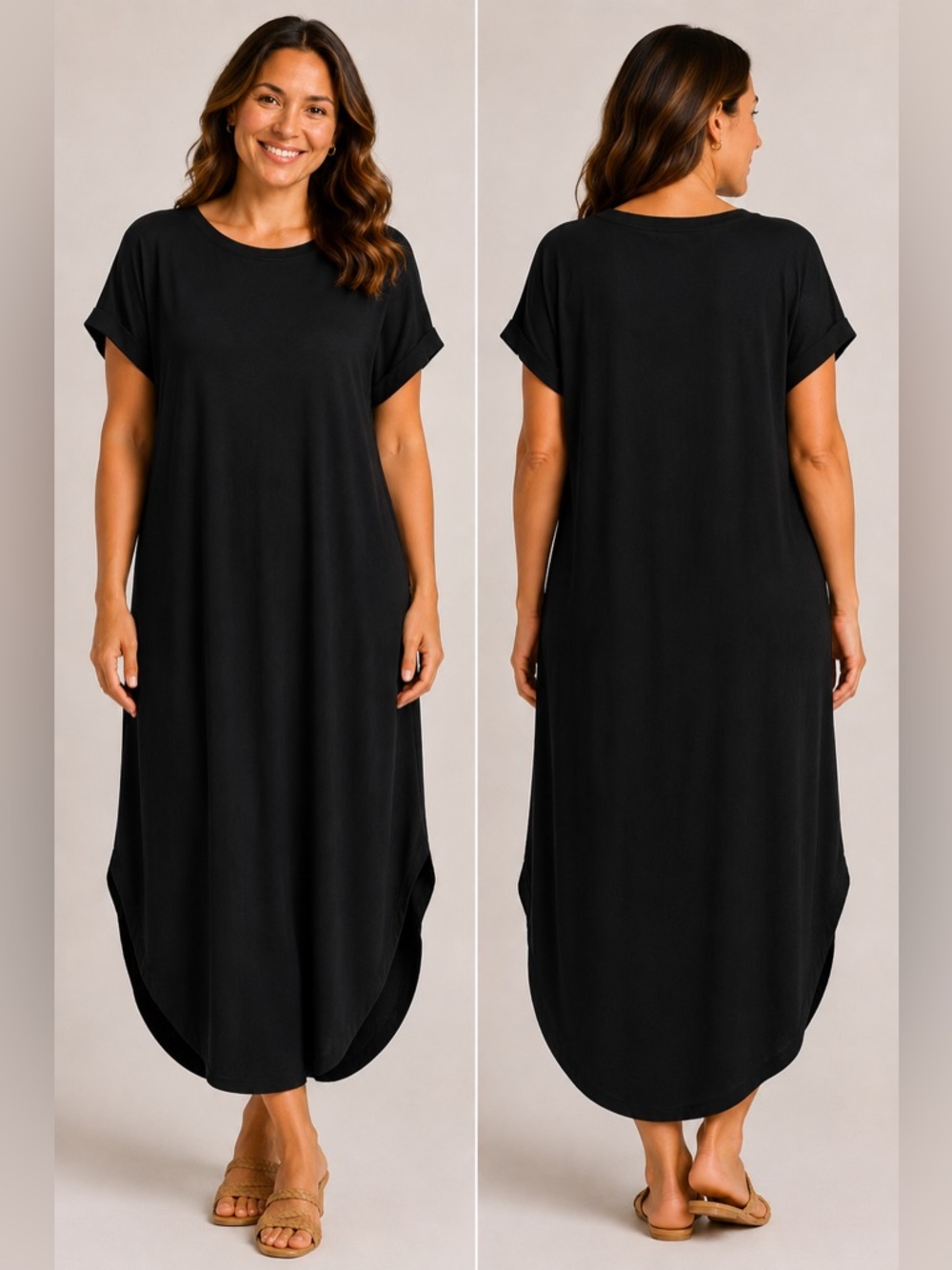 ANRABESS Size Medium Black Maxi Dress — Side Slits, NWT